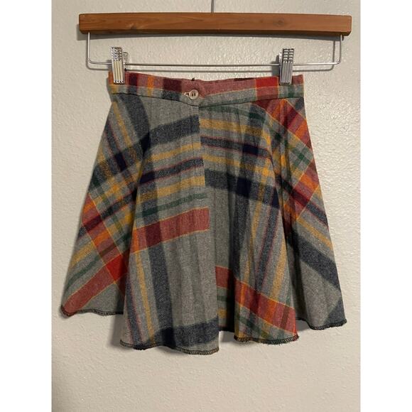 Unbranded Dresses & Skirts - Vintage Womens Mini Skirt Size XS Gray Plaid High Rise Grunge Academia Alt 90s